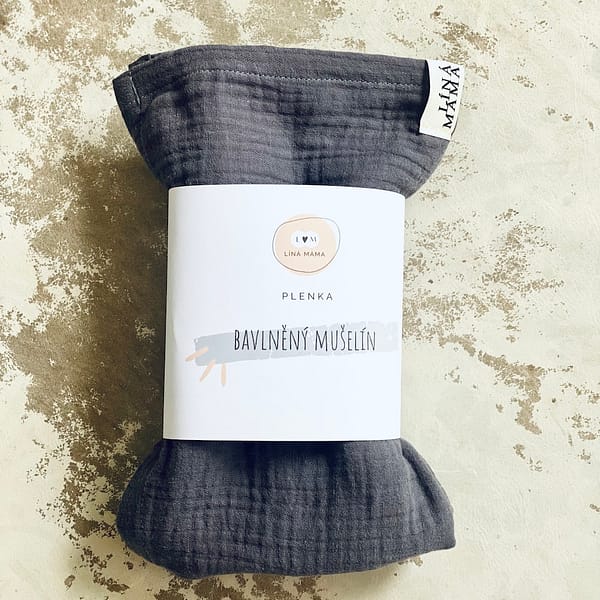 mušelínová plenka - tmavá šedá